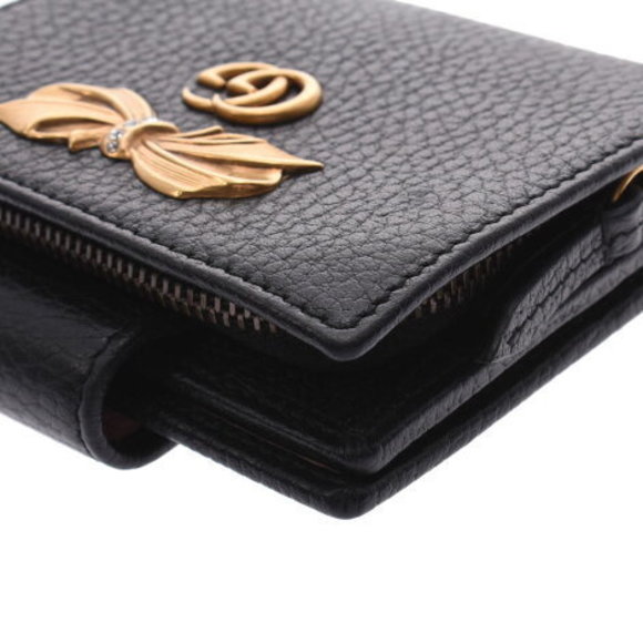 GUCCI Bow Wallet Black Leather Bifold - Picture 7 of 12